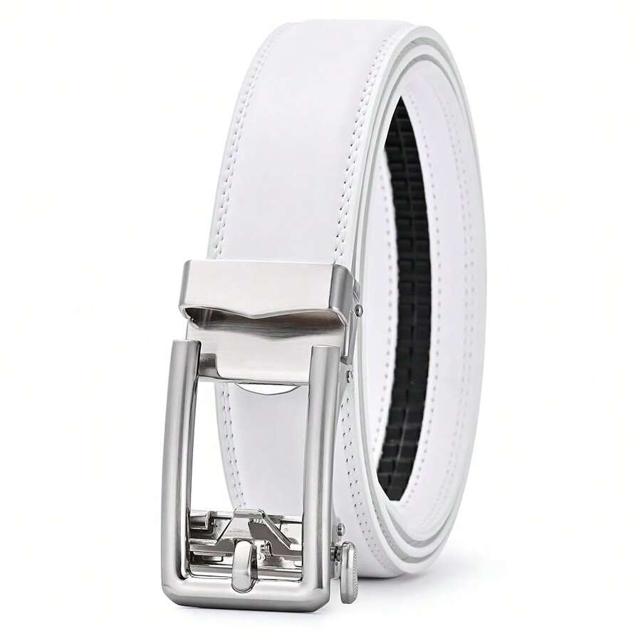 Men's Belt, Ratchet Dress Casual Belt With Adjustable Automatic Buckle Trim To Fit,36inch-40inchWaistAdjustable,White-05 - 白色-05 - 查看 1