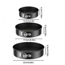 100Pcs Cake Tin Set 3Pcs With Decorating Tool,Nonstick Bakeware Set Leakproof Springform Cake Tin Carbon Steel Baking Tray Set Cheesecake Tin Chiffon Cake Pan With Removable Bottom(4"/7"/9") - Black - View 10