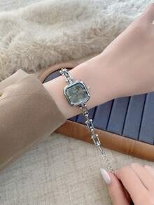 1pc Women's Quartz Watch With Gold/Silver Chain Bracelet, Elegant & Fashionable, Suitable For Daily Wear, Birthday/Graduation Gift, Casual Gathering - Silver - View 8