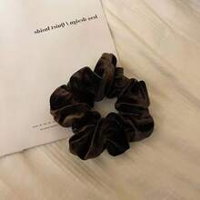 4PCS High-End Velvet Thick Scrunchies - 13cm/5.12in Women's Black/Beige/Brown Solid Color Hair Ties, Elegant Minimalist For Daily, Commute, Party & Vacation - 4PCS - 查看 5