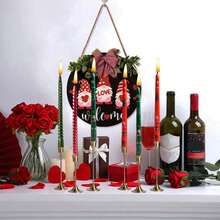 4支装（2支红色，2支绿色）锥形蜡烛 - 红绿高锥形蜡烛套装，适合情人节、节日餐桌，燃烧时间长，是节日、装饰和派对的理想之选，红绿无滴蜡扭曲锥形蜡烛，长锥形无香蜡烛棒 - 彩色 - 查看 1