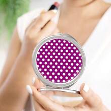 Espejo pequeño y compacto para monederos 1x/2x de aumento de lunares color morado brillante con estampado de lunares un pequeño espejo de mano para mujeres y hombres mini bolsillo plegable de - Multicolor - Ver 5