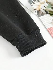 Women's Custom Graphic Print, Customizable Text/Image Prints, Round Neck Sweatshirt, Casual And Versatile. - Black - View 5