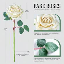 Roses Faux Flowers Silk Roses 16.5in Artificial Roses With Stems Realistic Artificial Flowers Suitable Indoor Home Decor Bouquet Wedding Decor Party Decor Pink Purple, 12PCS - White 12pcs - View 2