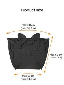 1pc Larger-Size Baby Stroller Sun Shade Cover With Magnetic Design, High-Stretch Fabric For Better Sun Protection, Dark Shade Shade Blocks 85% UV Rays, Quick-Attach & All-Season Use For Baby's Cozy Travel - Black - View 3