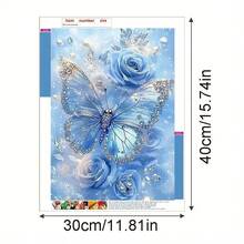 5D钻石画套装 - 花蝶主题，全钻钻石马赛克DIY工艺品，适合家居墙面装饰和礼品赠送 - 彩色 - 查看 3
