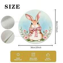 1/2/4/6/8/300pcs Luxury Round Placemat Set, Featuring Cartoon Easter Bunny And Grassland Patterns, Size: 15*15 Inches/38*38cm. Multiple Patterns Available, All Suitable For Easter Dining And Home Decor. - Multicolor - View 9