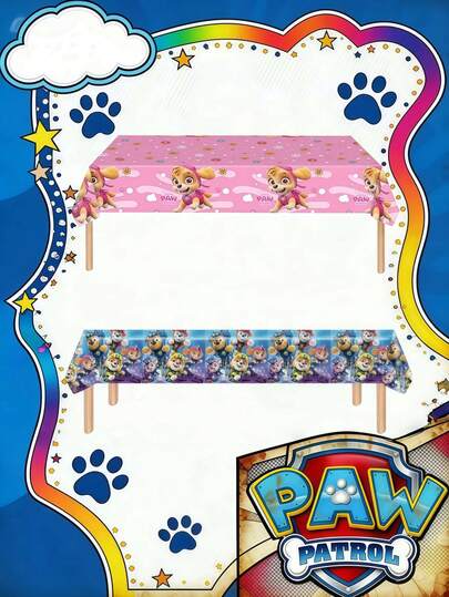 Paw Patrol 1 Piece Of Cute Disposable Party Tablecloth, Dog Patrol Themed Cartoon Decoration Wallpaper, Disposable Outdoor Party Decoration, Cartoon Themed Holiday Decoration Birthday Party Wallpaper, Holiday Table And Home Decoration