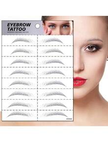 1pc 6D Realistic Eyebrow Tattoo Sticker, Waterproof Eyebrow Tattoo Decal - Black - View 11