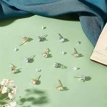 50 Pcs Glass Earrings With Earrings Studs, Earring Posts And Rings, 6mm / 5mm/8mm Suitable For DIY Earring Hanging Rings And Jewelry Making Supplies