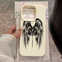 1个TPU材质深色翅膀图案手机壳，兼容 17 Pro Max/17/16 Pro Max/15/13/12/11、S20 FE/A15/S24/A55、Redmi Note 11/Note 12/Note 13 Pro，全包防摔软保护壳 - 白色 - 查看 2