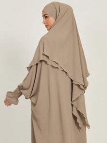 2pcs Set Double Layer Tie Headscarf Khimar + Loose Comfortable Abaya, Convenient For Prayer, Suitable For Muslim Women's Daily Wear And Prayer, All Season - Nhiều màu - Xem 8