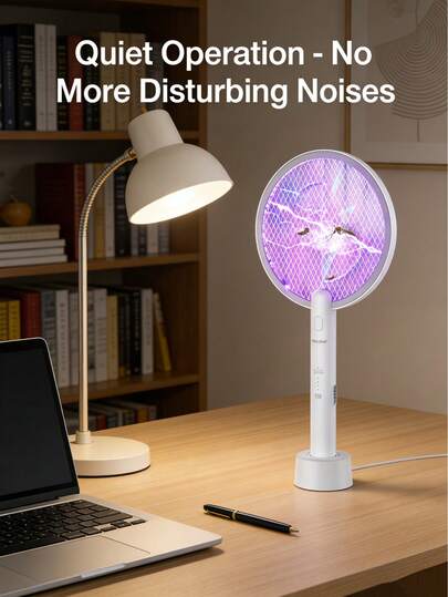 Rechargeable Electric Bug Zapper Racket 4-In-1 With LED LightElectric Fly Swatter, 3000V Bug Zapper Racket, 2 In 1 Indoor Outdoor Mosquito Killer With 3-Layer Safety Mesh, Fly Zapper Racket With USB Rechargeable Base For Pest Insect Control 1 PackChristmas Gifts For Family