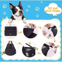 Asiento Perro Coche,Asiento para Mascotas Transpirable y Plegable, con Correa de  y Tubo de Soporte en PVC,para Perros pequeños y medianos,Negro,M,37279983 - Rojo y blanco - Ver 6