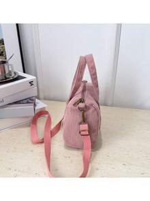 1个大号儿童手提包校园包女孩包斜挎包单肩包，轻便易携，拉链封口，灯芯绒材质，适合初中生、青少年、女儿、女朋友、女孩等日常使用，理想的收纳包，秋冬季必备单品。 - 彩色 - 查看 4