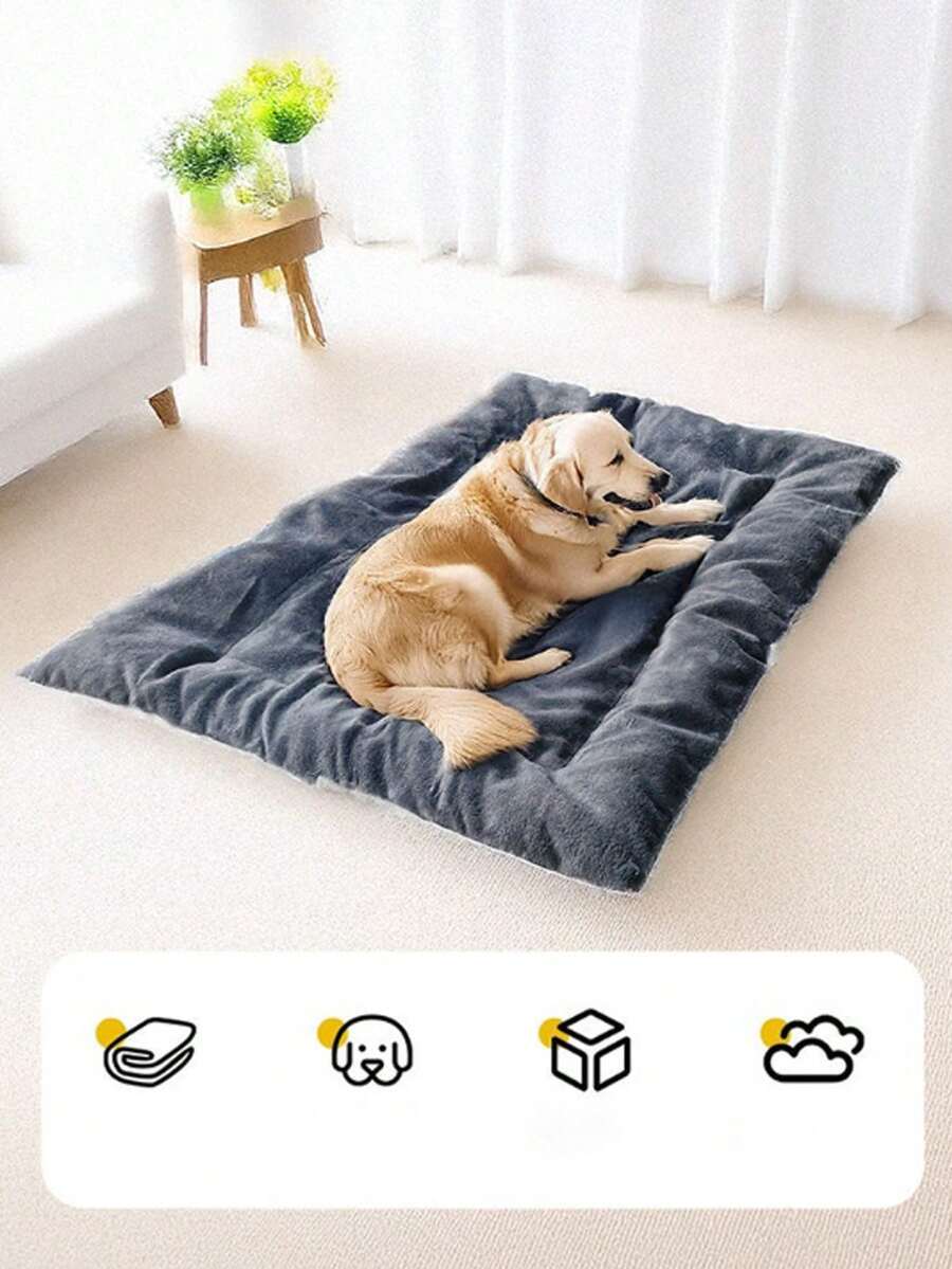 Thick Pet Sleeping Mat, Dog Bed/Cat Dog Pad, Thick Wool Comfortable Soft Large Dog Sleeping Mat, Dog Cage Mat, Car Pet Mat, Dog Mat, Car Bed, Suitable For Various Car Models, Perfect Pet Gift - Multicolor - View 1