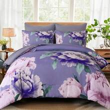 7 Piece Purple Pink Floral Comforter Set Full/Queen/King Size Bed In A Bag,Flowers Printed On Light Comforter Set With Sheets, Soft Microfiber Botanical Bedding Set For Wedding Items,Home Bed Room Decor,Easter Gifts,Mothers Day Gift,All Season - Tím Hồng 1550 - Xem 8