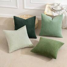 [Free Shipping]MIULEE Boho Farmhouse Sage Green Throw Pillow Covers 16x16 Inch Set Of 4 Mordern Nordic Cushion Covers Soft Corduroy Christmas Home Decor For Couch Bed Sofa Living Room Forest Green - 森林綠 16吋 x 16吋 4件裝 - 查看 8