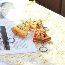 1/2pcs Realistic Pizza Slice Model Keychain, Party Favor Keyring Gift, Random Style (Handmade, Slight Variation) - Multicolor - View 10