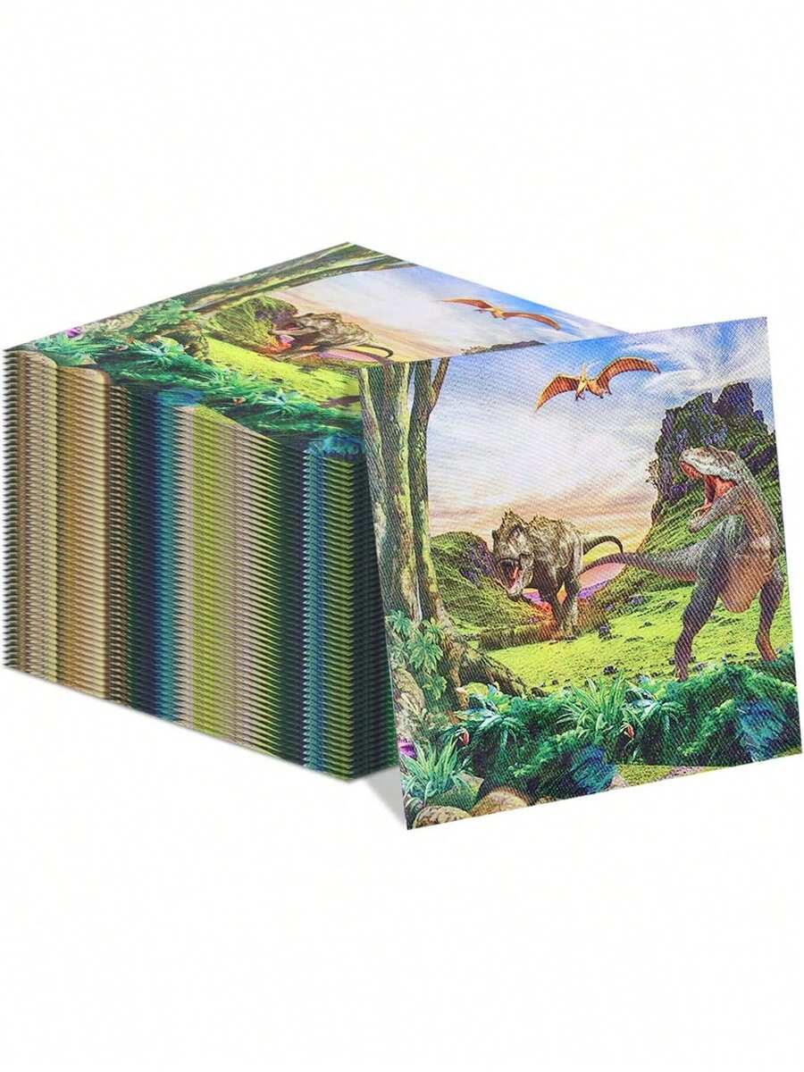 EstiloTendencia100 Servilletas De Dinosaurio, 13 X 13 Pulgadas - Desechables Para DecoracióN De Fiesta, Baby Shower Y Suministros De CumpleañOs Para NiñOsCalidad PremiumVersióN Mejorada - 90 - Ver 1