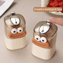 1 Set [1-Piece Toothpick Holder +1 Packs Of Toothpicks] Cartoon Design Automatic Toothpick Dispenser - Plastic Push-Type Toothpick Holder, Creative Storage Container For Home And Restaurant - Multicolor - View 6