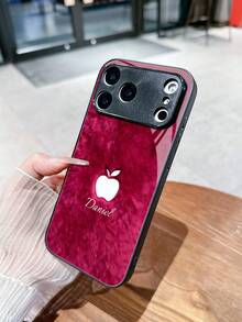 1 قطعة غطاء هاتف من القماش الناعم مصمم بشكل تفاحة بتصميم بسيط متعدد الألوان، متوافق مع هواتف سامسونج S24 أولترا/S25 أولترا وأبل 17 برو ماكس/16 برو ماكس/15 برو/14 بلس/13 برو/12 برو ماكس/11/XS ماكس/8/7/6 بلس، مناسب كهدية عيد ميلاد للصديقة/الصديق أو لاستخدام شخصي - الأسود - مشاهدة 3