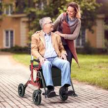 Lifezeal 2-In-1 Rollator Walker For Seniors With Seat 9" Pneumatic Tires For All Terrain Black/Red/Navy - Red - View 1