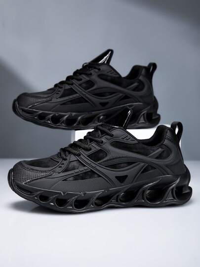 男士时尚厚底运动鞋，透气网面，缓震鞋垫，四季皆宜，休闲运动鞋，适合步行、跑步和日常穿着。