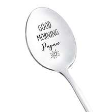 Good Morning Papaw Spoon Gift For Grandpa Papa Coffee Tea Lovers Gifts Spoons For Grandfather Papaw Gifts From Granddaughter Grandson Christmas Father's Day Gift Engraved Spoon - Multicolor - View 1