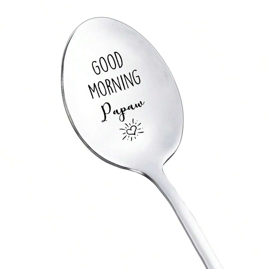 Good Morning Papaw Spoon Gift For Grandpa Papa Coffee Tea Lovers Gifts Spoons For Grandfather Papaw Gifts From Granddaughter Grandson Christmas Father's Day Gift Engraved Spoon - Multicolor - View 1