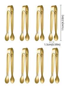 8 Pieces Mini Tongs Stainless Steel Small Sugar Serving Tongs For Charcuterie Board Appetizers Dessert Serving Food Tiny Party Danish Candy(6 Inch,Gold Color) - Gold - View 9