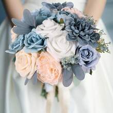 [Free Shipping]Artificial Flowers Combo Box Blue Fake Flower Bouquet Set For Wedding Centerpieces Arrangements Bridal Shower Birthday Party DIY Decorations - Biru muda - View 4