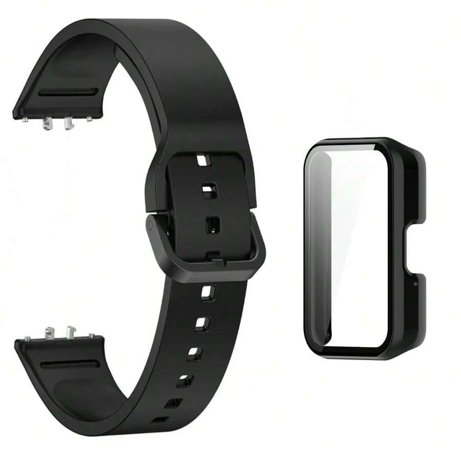Quick-Release Silicone Wristband + Case Kit For Galaxy Fit 3 Smartwatch - BLACK/BLACK - View 1
