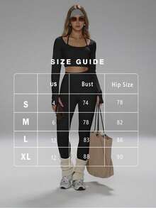 Bộ đồ thể thao năng động, thanh lịch dành cho việc tạo dáng bụng thon gọn, bao gồm áo crop top hở eo có lỗ xỏ ngón tay cái, quần legging ôm sát cạp cao và áo ngực thể thao có đệm có thể tháo rời. - màu đen - Xem 4