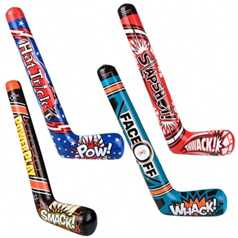 12 Pack - Inflatable Hockey Sticks - 37 inch Size - Hockey Toy Inflates - como en la foto - Ver 1