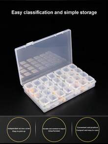 2pcs 28-Slot Nail Art Tool Organizer Box, Disassemblable Plastic Jewelry Box For Nail Accessories, Shockproof - Multicolor - View 2