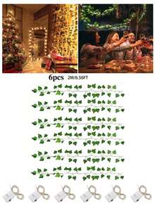 1/2/3/4/5/6 件装人造常春藤 LED 灯串，2 米（6.56 英尺）/20 LED 悬挂式植物 DIY 绿叶背景装饰灯，适用于节日卧室墙面装饰、婚礼派对餐桌装饰、花园灯、花园装饰、婚礼装饰、房间装饰、生日毕业礼物