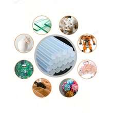 20支7毫米高粘度透明热熔胶棒。这些透明胶棒经久耐用，适用于大多数热熔胶枪。它们是DIY手工项目的理想选择，适用于粘合纸张、皮革、木材和其他材料。