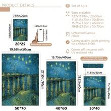 4pcs/Set Vintage Wall Art Posters, Vincent Van Gogh Canvas Wall Decor - Starry Night, Cafe Terrace, Floral, Retro Landscape Paintings, Suitable For Indoor And Outdoor Decoration, Portrait, Canvas Ink Printing, With Or Without Frame, Room Decor, Home Decor, College Dorm Apartment Decor, Hotel & Home Wall Decor Gift, Ideal Housewarming Gift, Suitable For Living Room, Bedroom, Bathroom And Office. - Multicolor - View 2