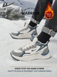 Warrior Comfortable Street Style Thick Soled Men's Shoes Autumn And Winter Lightweight Comfortable Breathable Running ShoesModest StyleCasual Yet Sleeksneakers Applicable Throughout The Yearwear-Resisting All-Day WearTraining Sneakers Thermal Lined Sneakers - Beige/Gray/Blue DM - View 2