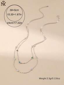 SYMFNY 1件925纯银个性化双层彩色立方氧化锆星空项链，适合女性日常佩戴、约会和送礼。