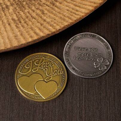 1 pieza Moneda conmemorativa del Día de San Valentín, moneda de la suerte del amor romántico - Rosa y trébol de cuatro hojas, moneda conmemorativa, pequeño regalo, confesión de amor, moneda de la suerte dorada, recuerdo, artesanía de metal, opción perfecta para el Día de San Valentín y cumpleaños! (Estilo y color aleatorios), Día de San Valentín, moneda, recuerdo coleccionable