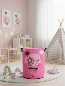 Pink Dreams Drawstring Foldable Laundry Basket For Closets And Toys 32x40 - Hot Pink - View 2