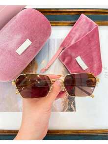 1 Piece Stylish Vintage And Versatile Fashion  For Women, With A Polygonal Metal Frame, For Outdoor Use, Parties, Travel And Everyday Wear. - 金框咖片 - 查看 2