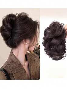 Tóc giả búi cao bồng bềnh cho nữ, kiểu tóc nối kẹp càng cua, tóc xoăn, kiểu nụ hoa thanh lịch, phù hợp cho phụ nữ sử dụng hàng ngày và các buổi tụ họp. - Nhiều màu - Xem 1