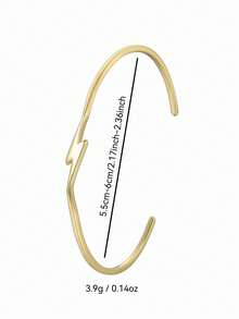 Charm-In Gold-Plated Lightning Pattern Open Cuff Bracelet For Women - Lightweight Daily Accessory & Gift For Her - Gold - View 7