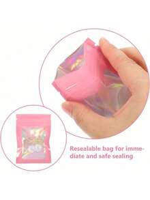 EstiloCOHEALI 100 Uds.Con Ventana Embalaje HolográFico Paquete De Autosellado Bolsa De Almacenamiento PláStico Para JoyeríA Baratija RosaVersióN Mejorada - 1 - Ver 6