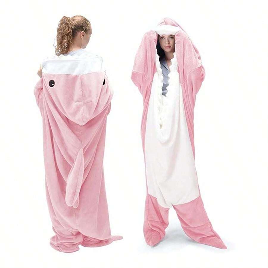 68-Inch Shark Blanket Hoodie, Soft And Comfortable Wearable Shark Blanket For Adults And Teens - Wearable Shark Blanket, Polyester, Christmas And Halloween Gift