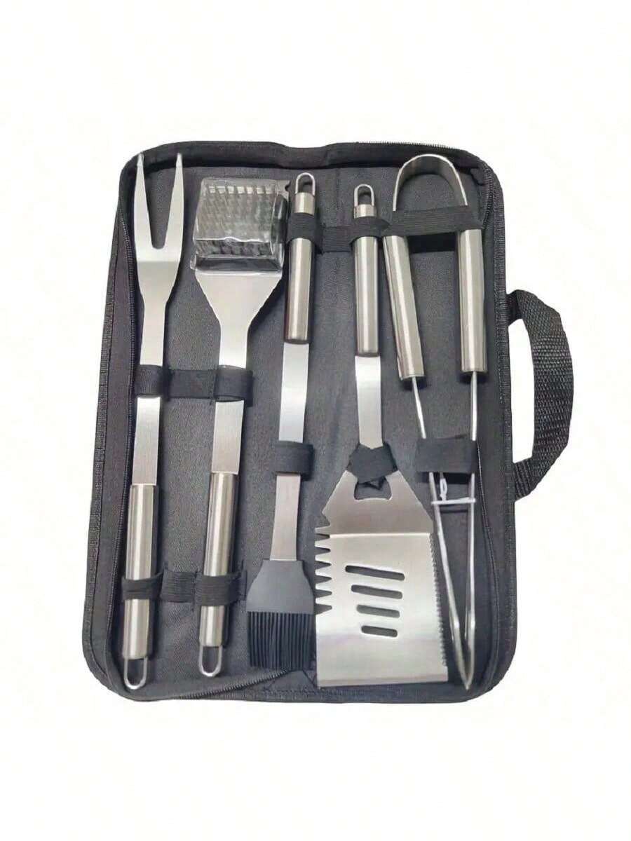 1pc Stainless Steel Barbecue Fork, Essential Grilling Accessory - Silver - View 1