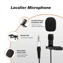 LMBGM Wireless Microphone System Pro 4 Channel 4 Lavalier Bodypacks With 4 Lapel Mic Or 4 Headsets Mic Optional,For Karaoke System Church Speaking Conference Wedding Party.(Halloween Gift) - màu đen - Xem 3